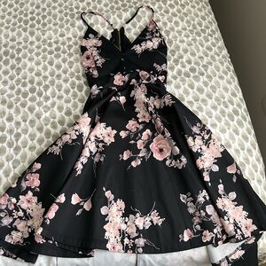 Floral Skater Dress with Lace Back
